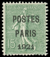 (*) PREOBLITERES - 28  15c. Vert-olive, POSTES PARIS 1921, TB. C - 1893-1947