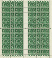 ** PREOBLITERES - 63  Semeuse Camée, 35c. Vert, FEUILLE De 100, CD 4/1/38, TB - 1893-1947