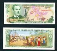 COSTA RICA  -  1989 5 Colones UNC  Banknote - Costa Rica