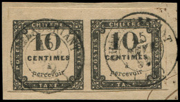 TAXE - 1   10c. Noir Litho, PAIRE Obl. Càd T15 CHATEAUBRIANT 11/59 S. Fragt, TB - 1859-1959 Oblitérés