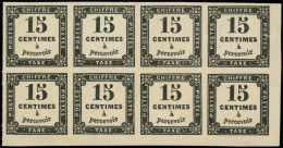 ** TAXE - 3B  15c. Noir Typo, T II, BLOC De 8 Cdf, 2 Ex. *, TTB - 1859-1959.. Ungebraucht