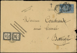 Let TAXE - 6   30c. Noir, PAIRE Obl. Càd T18 BAUGE MAINE Et LOIRE 9/12/85 S. Env. Affr. N°90 (2) Obl. Càd T18 ANGERS 8/1 - 1859-1959 Covers & Documents