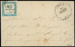 Let TAXE - 7   40c. Bleu, Obl. Càd T17 TOULOUSE 28/1/( ) S. Env., Cachet Conv. St. OSSUN/PAU.MON., TB. C - 1859-1959 Covers & Documents