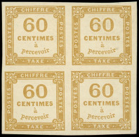 ** TAXE - 8   60c. Bistre, BLOC De 4, Fraîcheur Postale, Superbe - 1859-1959.. Ungebraucht