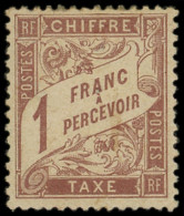 * TAXE - 25   1f. Marron, TB - 1859-1959 Neufs