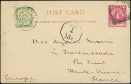 Let TAXE - 30  15c. Vert-jaune, Obl. NIEUL 11/3/00 S. CP Affr. 1p. De WORCESTER CAPE Of GOOD HOPE Et Considérée Comme Is - 1859-1959 Lettres & Documents