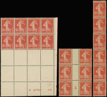 ** ROULETTES - 2   Semeuse Camée, 10c. Rouge N°138, BANDE De 6, BLOC De 6 Mill.5 Et BLOC De 8 Tenant à Timbres Sans Impr - Coil Stamps