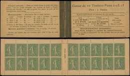 CARNETS (N° Yvert) - 130-C5    Semeuse Lignée, 15c. Vert-olive, N°130d, T V, Taxes Révisées Le 12/8/19 S. 2e Page, TB - Altri & Non Classificati