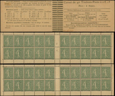 CARNETS (N° Yvert) - 130-C7    Semeuse Lignée, 15c. Vert-olive, N°130d, T V, Couv. Avec Bandes Striées, Carnet De 40 T., - Altri & Non Classificati