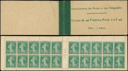 CARNETS (N° Yvert) - 137-C5    Semeuse Camée,  5c. Vert, N°137d, T II, Papier GC Blanc, TB - Altri & Non Classificati