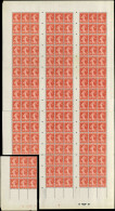 ** CARNETS (N° Yvert) - 138-C10   Semeuse Camée, 10c. Rouge, N°138f, T II, Papier X, FEUILLE De 144, Un Bloc De 9, Un Bl - Sonstige & Ohne Zuordnung