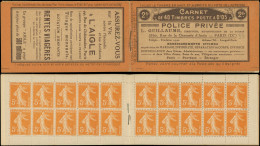 CARNETS (N° Yvert) - 158-C2    Semeuse Camée,  5c. Orange, N°158a, T IIA, S. 11, POLICE PRIVEE/L'AIGLE, TB - Altri & Non Classificati