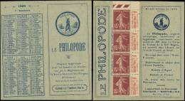 CARNETS (N° Yvert) - 189-CP1   Semeuse Camée, 15c. Brun-lilas, N°189, T I, LE PHILOPODE, 1er Semestre, TTB - Autres & Non Classés