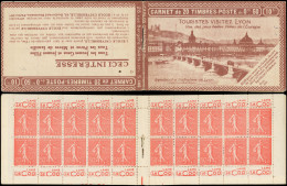 CARNETS (N° Yvert) - 199-C2    Semeuse Lignée, 50c. Rouge, N°199c, T I, S. 146, VISITEZ LYON, TB - Autres & Non Classés