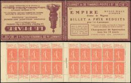 CARNETS (N° Yvert) - 199-C15   Semeuse Lignée, 50c. Rouge, N°199c, T I, S. 115, EMPIRE MUSIC HALL CIRQUE, TB - Other & Unclassified