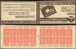 CARNETS (N° Yvert) - 199-C41   Semeuse Lignée, 50c. Rouge, N°199e, T IIB, S. 117, LETOURNEUR SALMON Et Cie, 1 T. Avec Un - Other & Unclassified