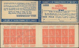 CARNETS (N° Yvert) - 199-C57   Semeuse Lignée, 50c. Rouge, N°199j, T IV, S. 178, RADIO MAGAZINE, TB - Other & Unclassified