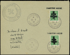 Let LA  LIBERATION - AUDIERNE 8 : 80c. Vert, T I Et T II Obl. 20/9/44 S. Env. Avec Cachet Croix De Lorraine, Canton De P - Liberación