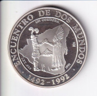 MONEDA PLATA DE NICARAGUA DE 1 CORDOBA DEL AÑO 1991 ENCUENTRO ENTRE DOS MUNDOS (COIN)(SILVER-ARGENT) - Nicaragua