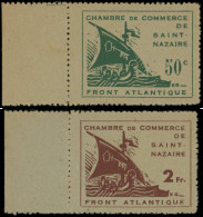 (*) Spécialités Diverses - GUERRE SAINT NAZAIRE 8/9 : 50c. Et 2f., Bdf, TB. Br - War Stamps