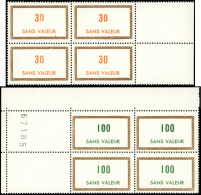 ** Spécialités Diverses - FICTIFS FOM 19/20 : 30 Brun Et Orange, 100 Brun Et Vert, En BLOCS De 4 Bdf Ou Cdf, TB - Fictifs