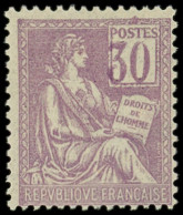 ** VARIETES - 115   Mouchon, 30c. Violet, Chiffre 3 Sortant Du Cadre, TB - Unused Stamps