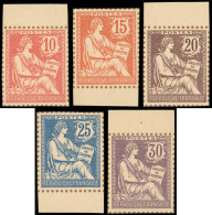 VARIETES - 124/28, Mouchon Retouché, La Série Tirage Sur Bristol, Dentelure FIGUREE, Bdf, TB - Used Stamps