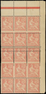 ** VARIETES - 125   Mouchon Retouché, 15c. Vermillon, BLOC De 15 Cdf Avec Importante Variété De PIQUAGE, 6 Ex. DOUBLE PI - Nuevos