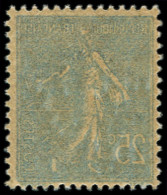 ** VARIETES - 132d  Semeuse Lignée, 25c. Bleu, RECTO-VERSO TB - Neufs