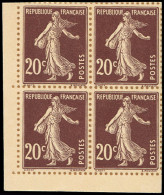 (*) VARIETES - 139   Semeuse Camée, 20c. Brun-rouge, Tirage Sur Bristol, Dentelure FIGUREE, BLOC De 4 Cdf, TB, Cote Maur - Unused Stamps