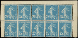 ** VARIETES - 140c  Semeuse Camée, 25c. Bleu, T IB De Carnet, BLOC De 10 Cdf, TB - Unused Stamps