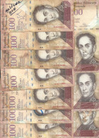 VENEZUELA 100 BOLIVARES 2007-15 VG+/VF P 93 A A J  ( 10 Billets ) 10 Dates Diff - Venezuela