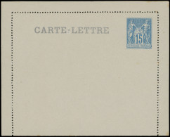 Let ENTIERS POSTAUX - Sage, 15c. Bleu, CL TSC N°J43d, Vervelle, Carton Gris Clair, TTB - Autres & Non Classés