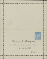 Let ENTIERS POSTAUX - Sage, 15c. Bleu, CL TSC N°J45, G. Bonjean, Carton Gris, Superbe - Other & Unclassified