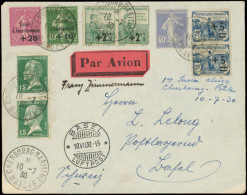 Let LETTRES DU XXe SIECLE - N°163 Et 165 PAIRES, N°171 (2), 237, 253 Et 254 Obl. CHERBOURG MARITIME 10/7/30 S. Env. Par  - Storia Postale