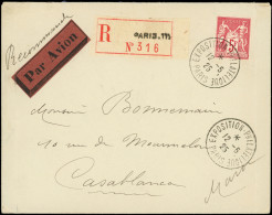 Let LETTRES DU XXe SIECLE - N°216 Obl. Càd De L'Expo 12/5/25 S. Env. Rec. Par Avion, Arr. CASABLANCA 1/( )5, TB - Lettres & Documents