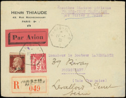 Let LETTRES DU XXe SIECLE - N°216 Et 255 Obl. PARIS 11/1/30 S. Env. Rec. Par Avion, Arr. PONDICHERY, TB - Briefe U. Dokumente