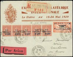 Let LETTRES DU XXe SIECLE - N°257A + N°250 Bande De 5 Obl. 29/5/29 S. Env. Rec. De L'Expo, TB - Cartas & Documentos