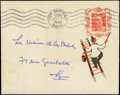 Let LETTRES DU XXe SIECLE - N°885 Obl. LYON-BROTTEAUX 21/7/52 S. Env. Porte-timbre Illustré Dettré Et Communal, TB - Storia Postale