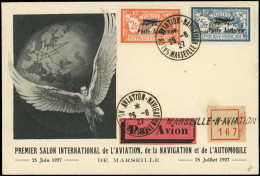 Let LETTRES DU XXe SIECLE - PA 1/2 2f. Et 5f. Obl. Càd De L'Expo 25/6/27 S. Env. Officielle Rec. Par Avion, TB - 1927-1959 Storia Postale