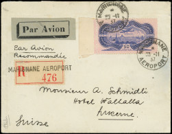 Let LETTRES DU XXe SIECLE - PA 15  50f. Burelé, Obl. MARIGNANE 30/11/37 S. Env. Rec. Par Avion, Arr. LUZERN SUISSE, TB,  - 1927-1959 Storia Postale