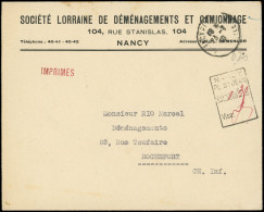 Let Guerre 1939/1945 - Griffe Encadrée NANCY/PL ST JEAN/B.P. "0,30"/VISA S. Env. D'Imprimé Pour Rochefort, Affr En Numér - WW II