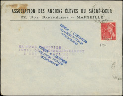 Let Guerre 1939/1945 - N°412 Obl. (MARSEILLE) 18/( )/41 S. Env., Griffe "Retour à L'Envoyeur/Relations Postales/Interrom - 2. Weltkrieg 1939-1945