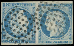 Colonies Générales - 12   20c. Bleu, TETE-BECHE, Obl. Losanges De 64 Points, RR, TB. C - Autres & Non Classés