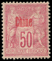 * CHINE 12a : 50c. Rose, Surcharge Rouge, TB - Other & Unclassified