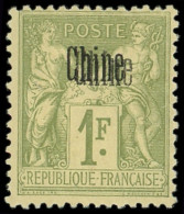 CHINE 14a : 1f. Olive, DOUBLE Surcharge, TB - Altri & Non Classificati