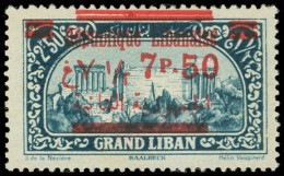 ** GRAND LIBAN 120a : 7p.50 Sur 2p.50 Bleu-vert, Valeurs Française Et Arabe INVERSEES, TB. C - Sonstige & Ohne Zuordnung