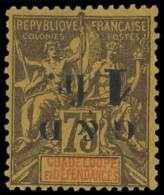 ** GUADELOUPE 49Na : 1f. Sur 75c. Violet Sur Jaune, Surch. RENVERSEE Types E Et P, TB - Otros & Sin Clasificación