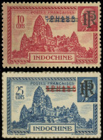 * INDOCHINE 299A Et 300A, 10c. Rouge Et 25c. Bleu, Surchargés RF Sur Timbres De Kouang Tcheou, Gomme Coloniale, RR, TB - Other & Unclassified