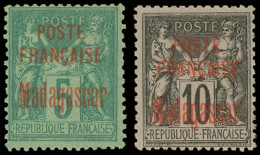 ** MADAGASCAR 14/15 : 5c. Vert Et 10c. Noir Sur Lilas De 1895, TB - Sonstige & Ohne Zuordnung
